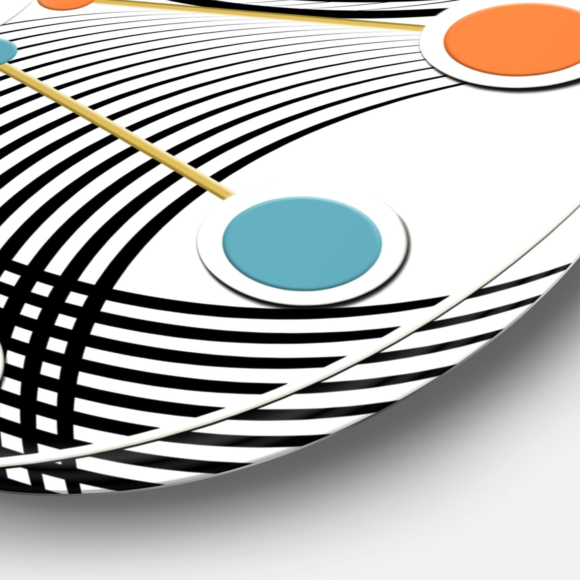 Designart 'Monochrome Geometric Pattern Ix Mid-Century Modern Wall Clock